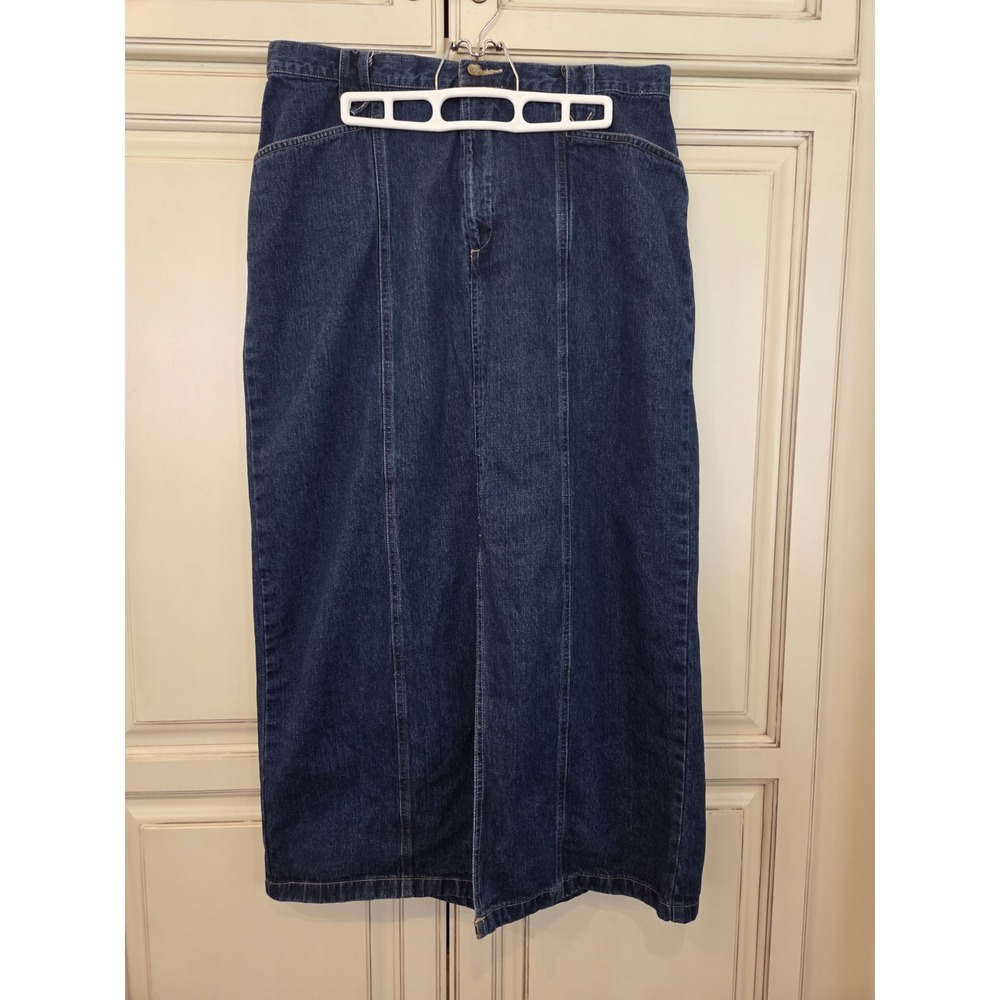 St‎ Johns Bay Denim Maxi Skirt With Slit Sz 16